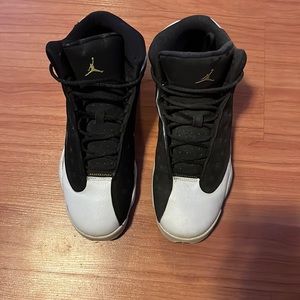 Black and white Jordan 13 gum bottoms